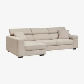 Sofa Aramis 3-osobowa Z Leżanką Po Lewej Stronie Tkaniny Beige - Sklum