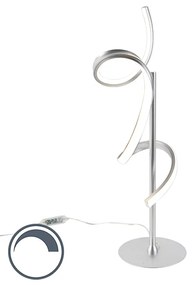 Designerska lampa stołowa srebrna z LED i ściemniaczem - KrisscrossDesignerski Oswietlenie wewnetrzne