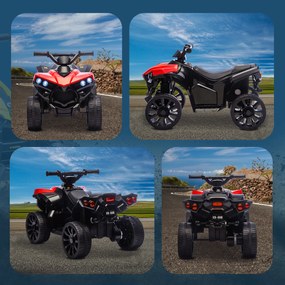 AIYAPLAY Dziecięcy quad elektryczny 6V dziecięcy quad z funkcją przodu/tyłu, muzyką, reflektorami LED Czerwony