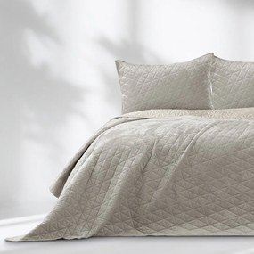 Szarobeżowa aksamitna narzuta pikowana 240x260 cm Laila – Restilo