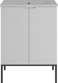 Szafka z umywalką wpuszczaną Aspen 09, biały mat/czarny, 60 cm - zestaw 3