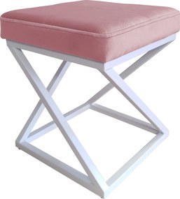 Pufa ZOA tkanina Welur loft ławka podnóżek metal : Kolor Stelaża - Biały, Kolor tkaniny - VELVET - MG58, Typ tkaniny - Velvet