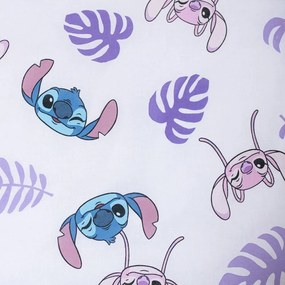 Fioletowa bawełniana pościel dziecięca jednoosobowa 140x200 cm Lilo and Stitch "Kiss" – Jerry Fabrics