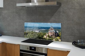 Szkło do Kuchni na Ścianę Panorama Miasta z Widokiem na Zamek