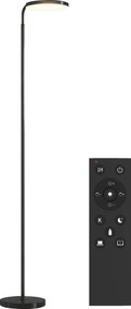 HOMCOM Lampa stojąca LED z magnetycznym pilotem, elastycznie regulowana, obrotowa, metal, czarna