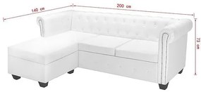 Biały narożnik z leżanką w stylu Chesterfield, lewostronny - Xavier 4Q