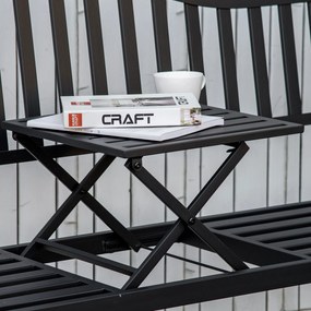 Outsunny Ławka Ogrodowa z Rozkładanym Stołem Metalowa Czarna Elegancka i Funkcjonalna 150x585x90cm | Aosom PL
