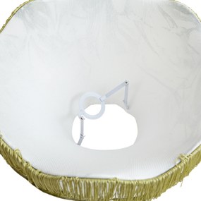 Abażur z tkaniny z motywem liści i białym wnętrzem 45/15/21,5 - Heritage klasyczny/Antyczny