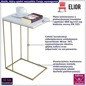 Stolik pomocniczy w stylu glamour biały + złoty Rezo