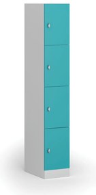 Szafka skrytkowa S1, 4 schowki, 1850 x 300 x 500 mm, demontaż, zamek obrotowy, drzwi zielone