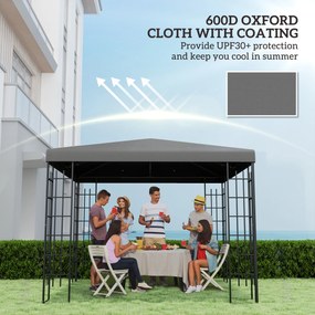 Outsunny 3 x 3 m Zamienna plandeka do pawilonu, plandeka ogrodowa do pawilonu, z otworami drenażowymi, UPF30+, Ciemnoszary