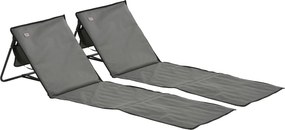 Outsunny Leżak plażowy, składany, regulowane oparcie, kieszeń boczna, miękkie wyściełanie, rama stalowa, Szary, 142x51x40cm