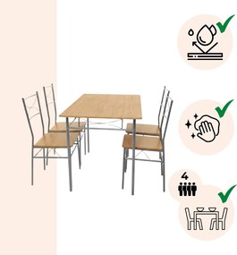 Casaria Zestaw jadalniany PAUL, 5 części, naturalny brąz