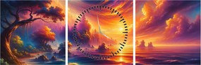 Obraz - Magiczny świat (z zegarem) (90x30 cm)
