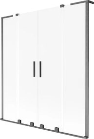Mexen Velar L Duo parawan nawannowy 2-skrzydłowy rozsuwany 140 x 150 cm, szron, gun gray szczotkowany - 896-140-003-32-66