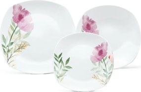 Home Elements 18-częściowy zestaw obiadowy Różowy mak