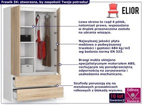 Skandynawska szafa dwudrzwiowa biały + dąb sonoma Kares