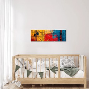 Obraz - Abstrakcyjne linie elektryczne (z zegarem) (90x30 cm)