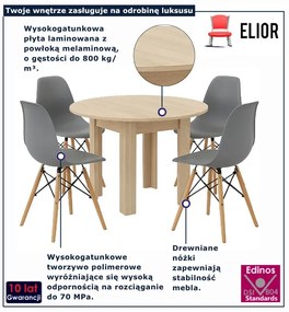 Okrągły Stół Dąb Sonoma Z Czterema Krzesłami K9-R34