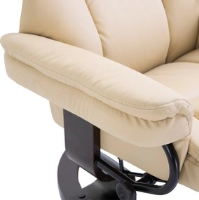 HOMCOM Fotel wypoczynkowy z Hockerem obrotowy do 160 kg ekoskóra rama metalowa kremowy | Aosom PL