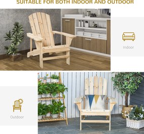 Outsunny Fotel Adirondack drewniany, odporny na warunki atmosferyczne, fotel ogrodowy z wysokim oparciem i podłokietnikami | Aosom PL
