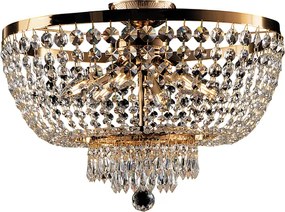 Lampa sufitowa Mozart z żelaza i złoconego mosiądzu z kryształkami górskimi 6 świateł H.37 Ø50 BL189-PL6-OR