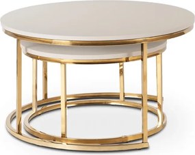 Zestaw Stolików Kawowych APULIA MAX 60 cm/80 cm Kaszmir/Złoty Glamour