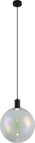 Designerska lampa wisząca czarna ze szkłem tęczowym 35 cm - Mallon