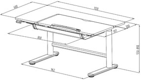 Białe podnoszone biurko szkolne elektryczne z nadstawką A6-S29