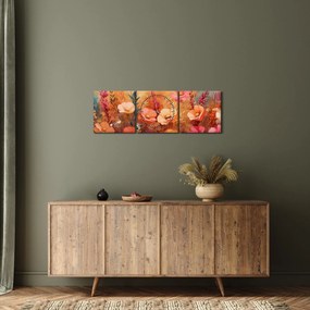 Obraz - Kwiaty łąkowe, malarstwo (z zegarem) (90x30 cm)