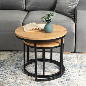 Zestaw Stolików Kawowych DELIA 43 cm/53 cm Dąb Złoty Nowoczesny Loft