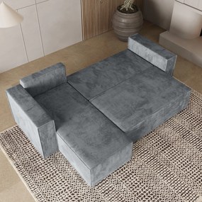 Masseno Narożnik RAVELO z funkcją spania i pojemnikiem na pościel Narozniki L, Rozkładana sofa - Jasnoszary, MONOLITH 84