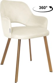Krzesło Milano tkanina Welur noga metalowa : Kolor nogi - Złota profil, Kolor tkaniny - VELVET - MG50, Typ siedziska - Siedzisko obrotowe 360°