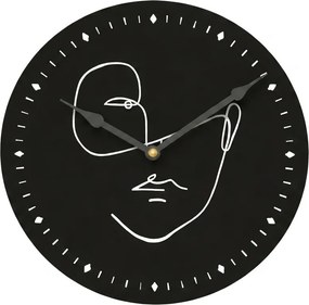 Zegar ścienny LINE FACE 29 cm, czarny