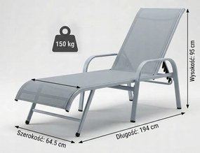 Leżak ogrodowy basenowy Summer regulowany, kolor szary