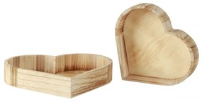 Zestaw 2 drewnianych tacek HEART TRAY
