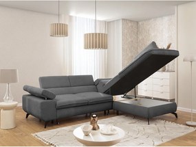 Szary narożnik z tkaniny szenilowej (prawostronny/w kształcie litery L) Marbeya – Ropez