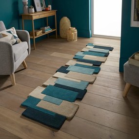 Niebieski/beżowy wełniany chodnik 60x230 cm Abstract Collage – Flair Rugs