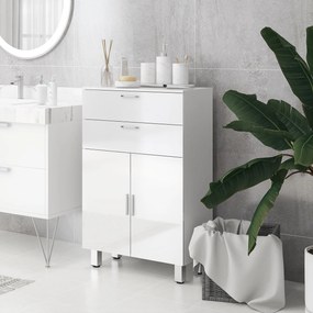 kleankin Szafka Łazienkowa, Komoda, 2 Szuflady, Regulowana Półka, Drewno, Biała