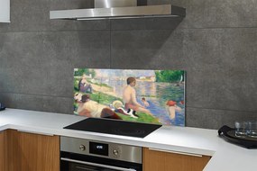 Szklany Panel Kąpiący się w Asnieres - Seurat