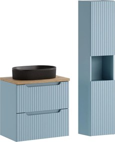 Niebieski zestaw mebli łazienkowych z umywalką F5-E64