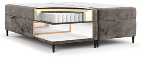 Brązowe łóżko boxspring ze schowkiem 140x200 cm Araya – Maison de Rêve