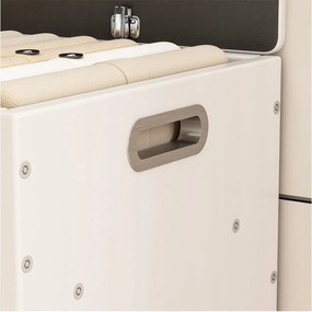 Biała szafka na buty z drewnianym siedziskiem i schowkiem 80 cm