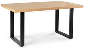 Stół Prostokątny Rozkładany EDWIN 160-260 cm Dąb Złoty/Czarny do Jadalni Nowoczesny Loft