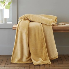 Żółty koc z mikropluszu 130x170 cm Raschel Velvet – Catherine Lansfield