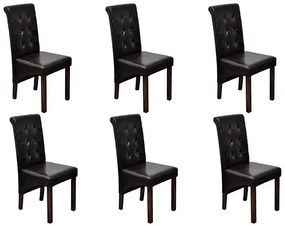 Komplet 6 tapicerowanych krzeseł pikowanych wenge - Akto
