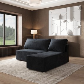 Masseno Narożnik BRISO z funkcją spania i pojemnikiem na pościel Narozniki L, Rozkładana sofa - Czarny, MONOLITH 95