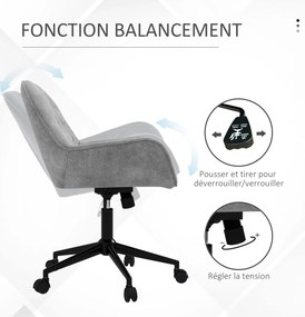Vinsetto Ergonomiczny fotel wypoczynkowy z miękkim mechanizmem regulacji Jasnoszary metaliczny aksamit