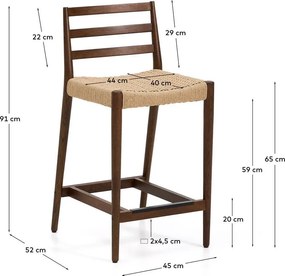 Brązowy/w naturalnym kolorze hoker z litego drewna dębowego (wysokość siedziska 65 cm) Analy – Kave Home