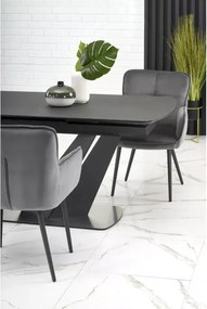 Stół Palermo 160-200x90 – rozkładany stół z ciemno-popielatym blatem wykonanym z MDF lakierowany, srebrna podstawa